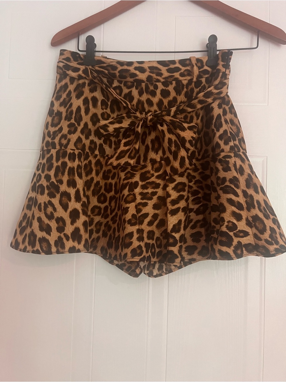 Zara Leopard Print Skort with Tie Waist - Brown & Black